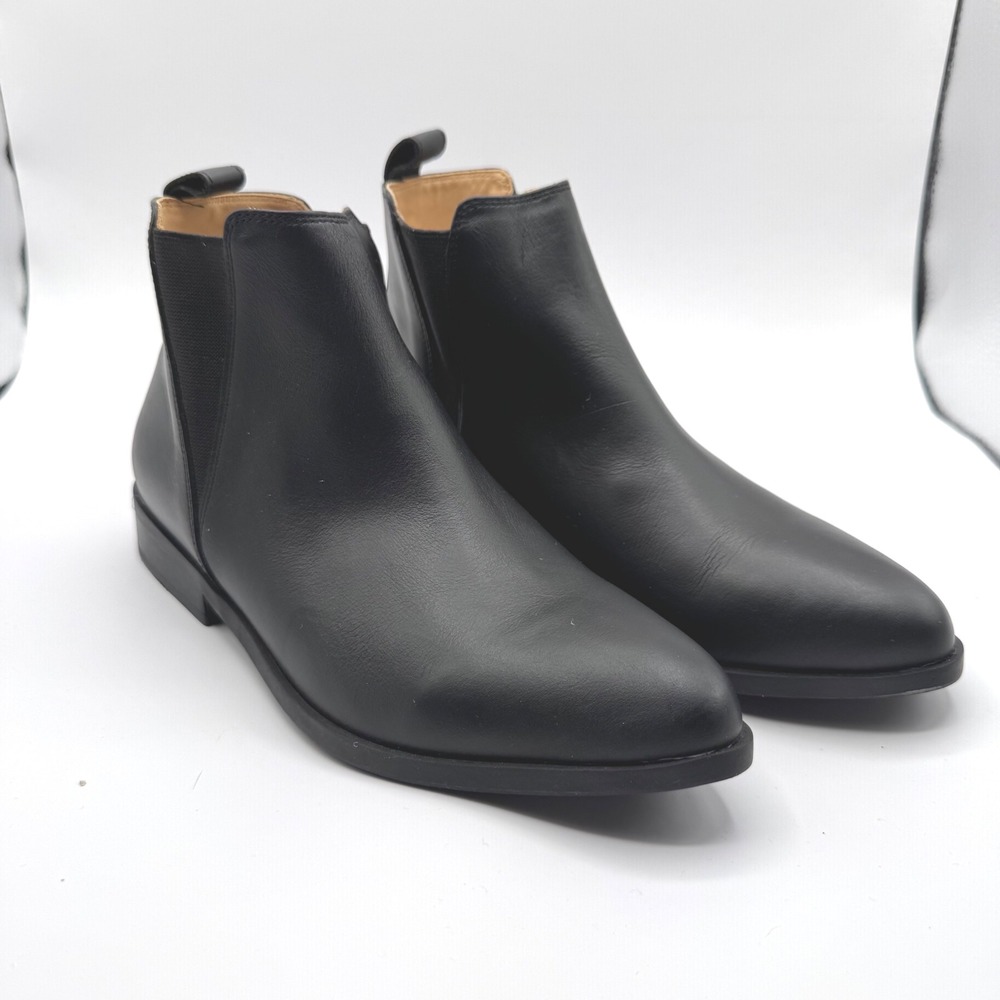 Nisolo Womens 8 Everyday Chelsea Boots Black Leather Pointed Toe Water Resistant